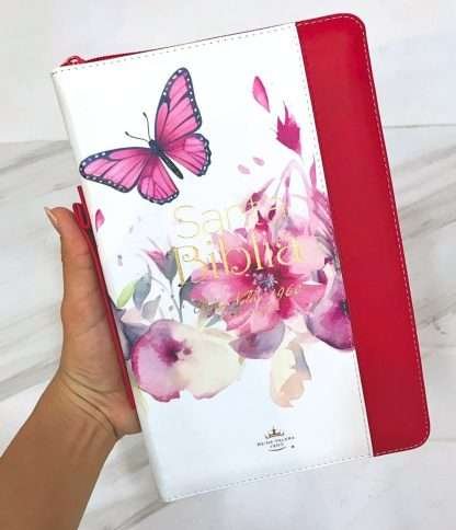 BIBLIA ROJA MARIPOSAS CON MANIJA