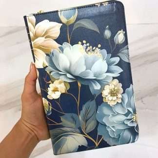 BIBLIA FLORES AZUL ULTRAFINA
