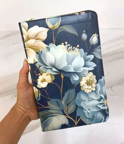 BIBLIA FLORES AZUL ULTRAFINA